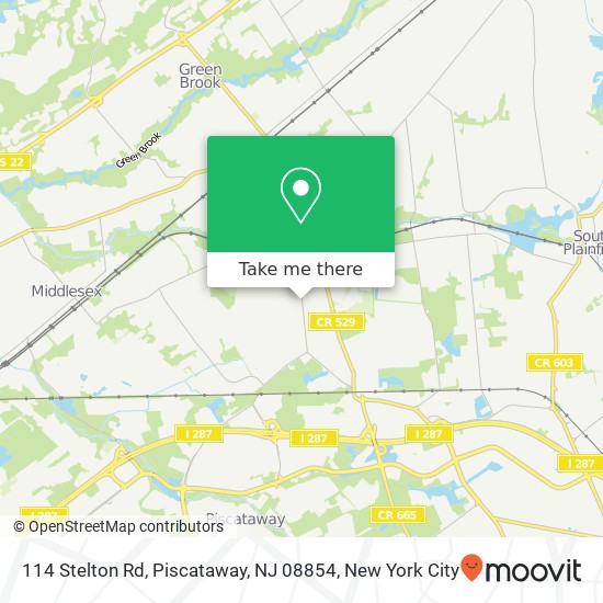 Mapa de 114 Stelton Rd, Piscataway, NJ 08854