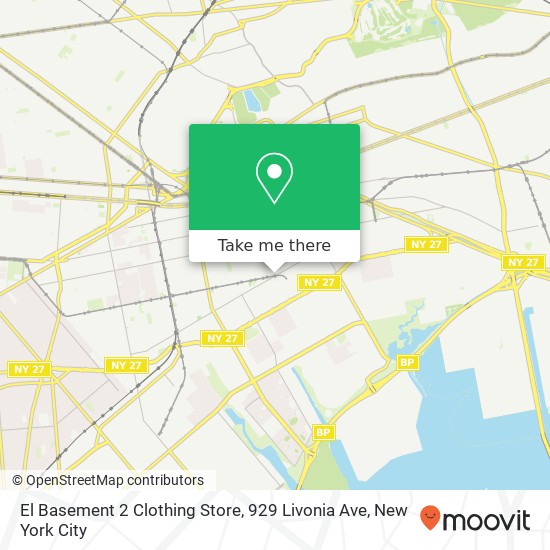 Mapa de El Basement 2 Clothing Store, 929 Livonia Ave