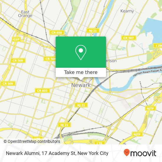 Mapa de Newark Alumni, 17 Academy St