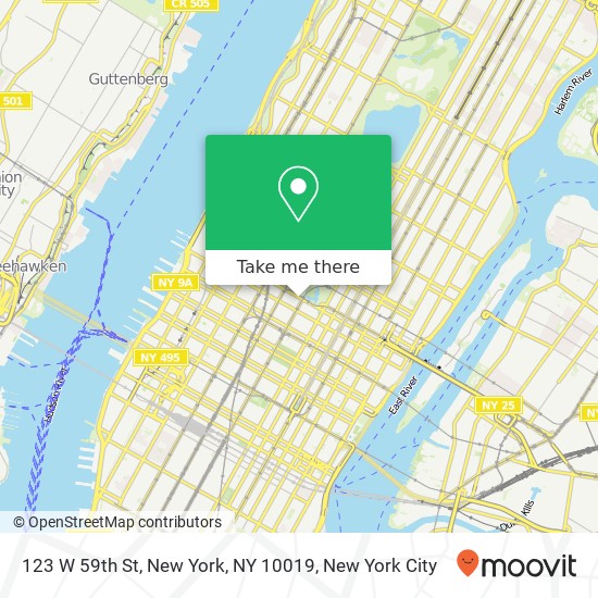 Mapa de 123 W 59th St, New York, NY 10019