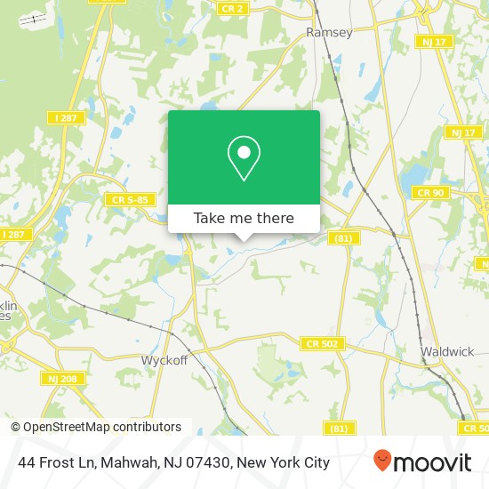 44 Frost Ln, Mahwah, NJ 07430 map