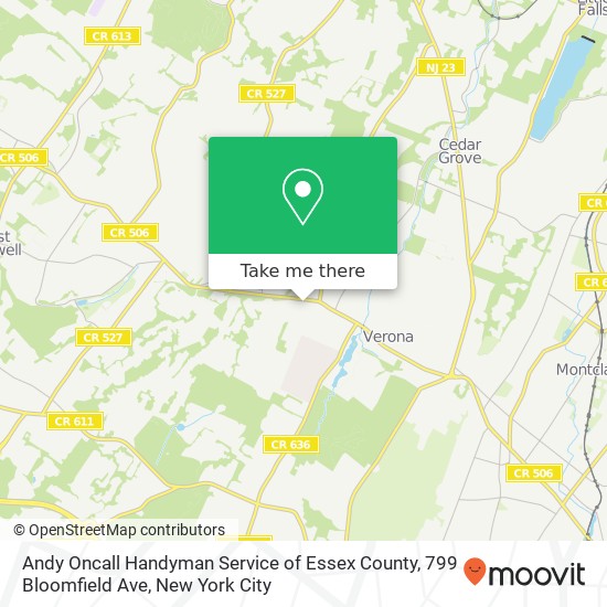 Mapa de Andy Oncall Handyman Service of Essex County, 799 Bloomfield Ave