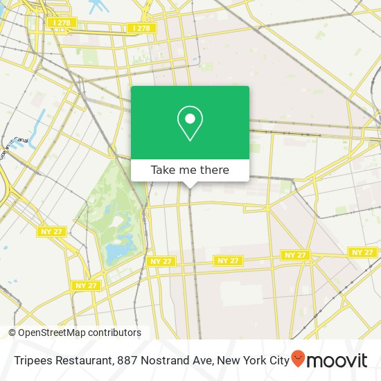 Mapa de Tripees Restaurant, 887 Nostrand Ave