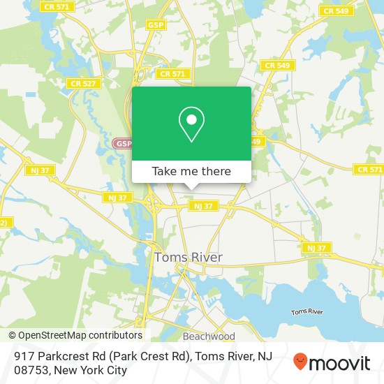 917 Parkcrest Rd (Park Crest Rd), Toms River, NJ 08753 map