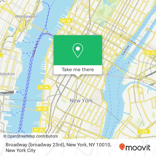 Mapa de Broadway (broadway 23rd), New York, NY 10010