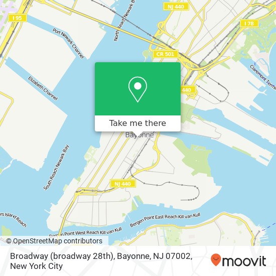 Mapa de Broadway (broadway 28th), Bayonne, NJ 07002