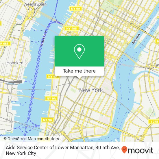 Mapa de Aids Service Center of Lower Manhattan, 80 5th Ave