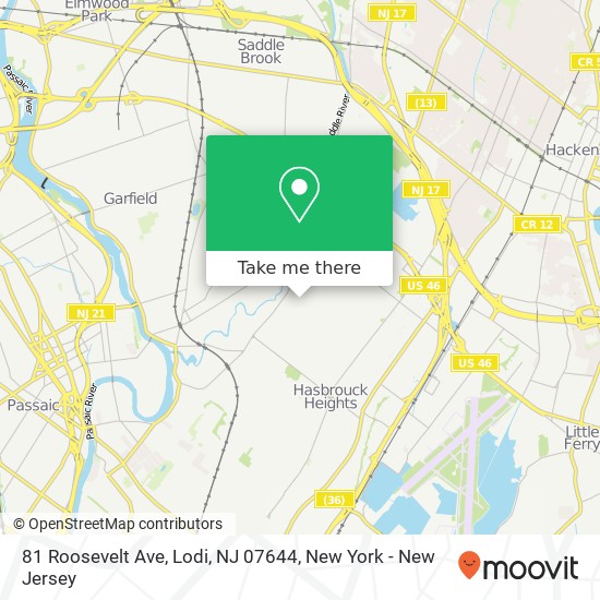 Mapa de 81 Roosevelt Ave, Lodi, NJ 07644