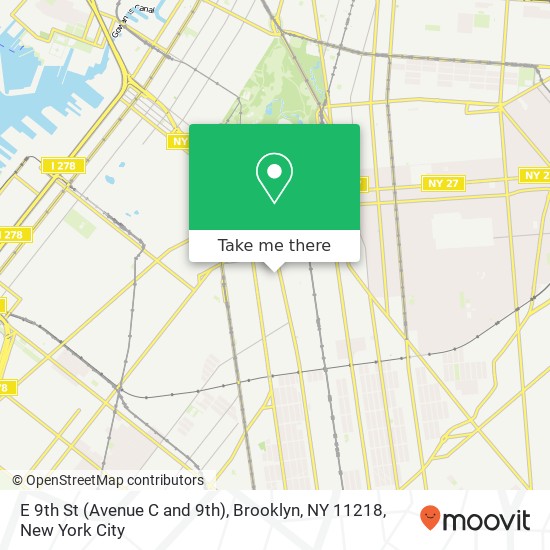 Mapa de E 9th St (Avenue C and 9th), Brooklyn, NY 11218