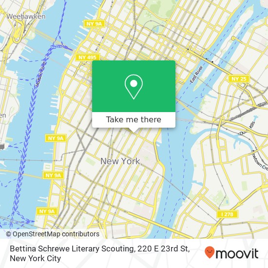 Mapa de Bettina Schrewe Literary Scouting, 220 E 23rd St