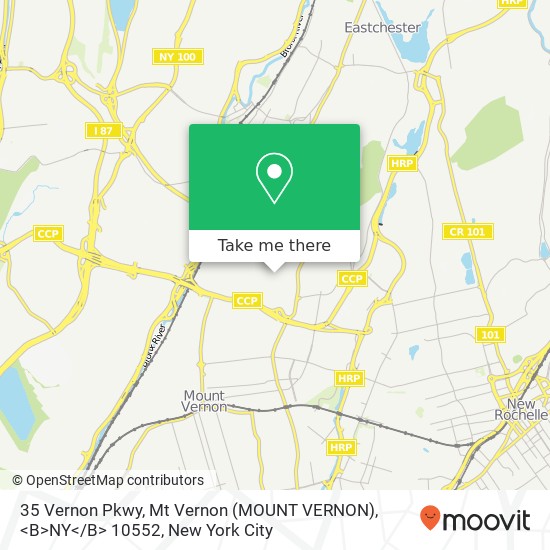 35 Vernon Pkwy, Mt Vernon (MOUNT VERNON), <B>NY< / B> 10552 map