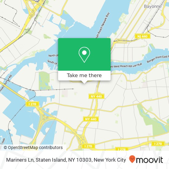 Mapa de Mariners Ln, Staten Island, NY 10303