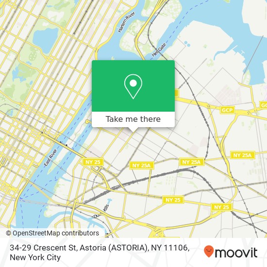 Mapa de 34-29 Crescent St, Astoria (ASTORIA), NY 11106