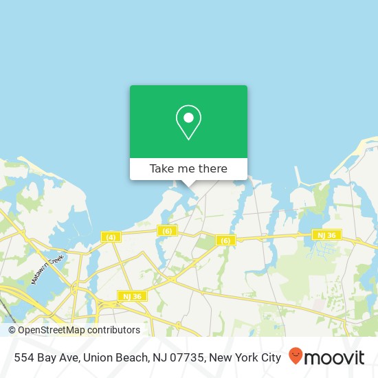 Mapa de 554 Bay Ave, Union Beach, NJ 07735