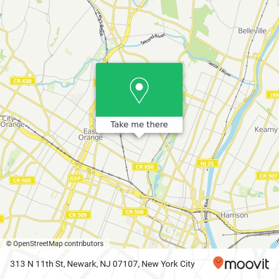 Mapa de 313 N 11th St, Newark, NJ 07107