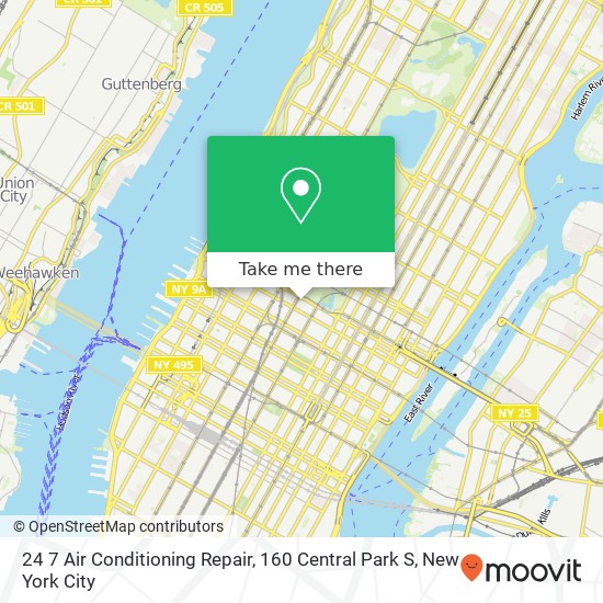 24 7 Air Conditioning Repair, 160 Central Park S map