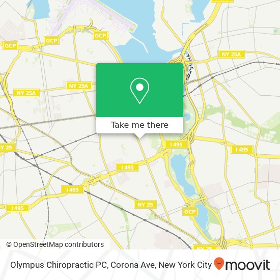 Olympus Chiropractic PC, Corona Ave map