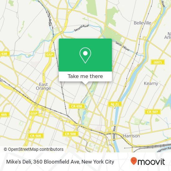 Mapa de Mike's Deli, 360 Bloomfield Ave
