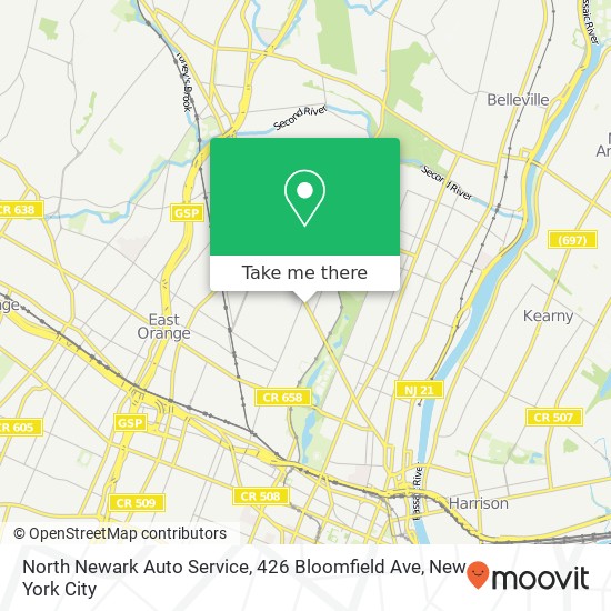Mapa de North Newark Auto Service, 426 Bloomfield Ave