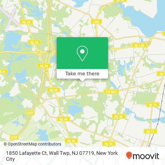 Mapa de 1850 Lafayette Ct, Wall Twp, NJ 07719