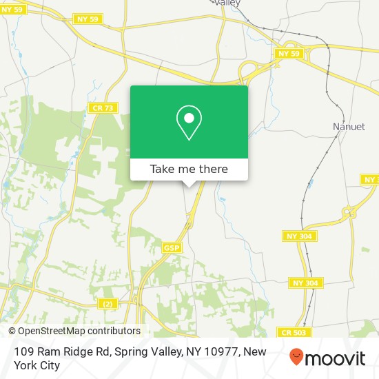 Mapa de 109 Ram Ridge Rd, Spring Valley, NY 10977