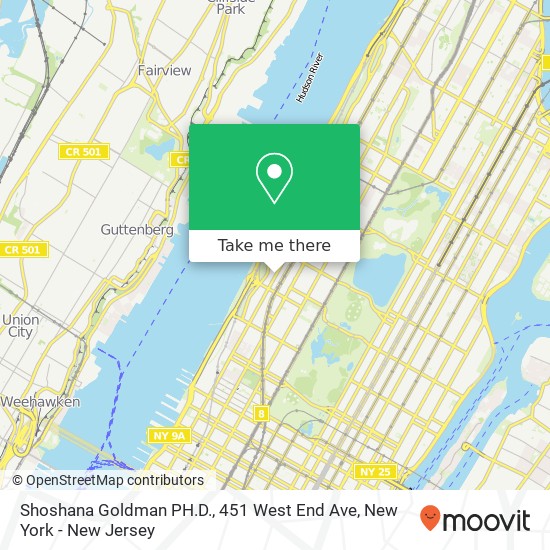Mapa de Shoshana Goldman PH.D., 451 West End Ave