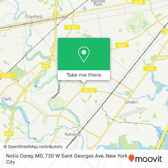 Mapa de Notis Corey, MD, 730 W Saint Georges Ave
