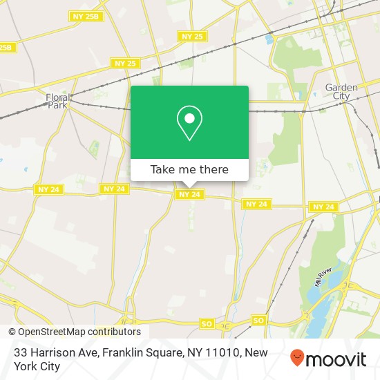 Mapa de 33 Harrison Ave, Franklin Square, NY 11010