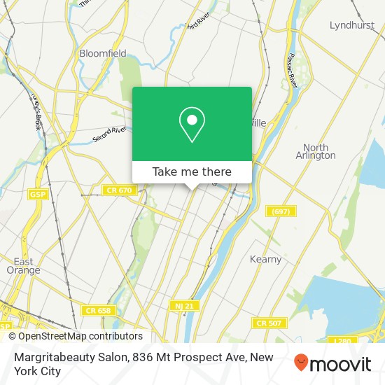 Mapa de Margritabeauty Salon, 836 Mt Prospect Ave