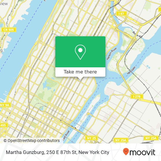 Mapa de Martha Gunzburg, 250 E 87th St