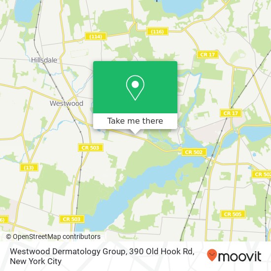 Westwood Dermatology Group, 390 Old Hook Rd map