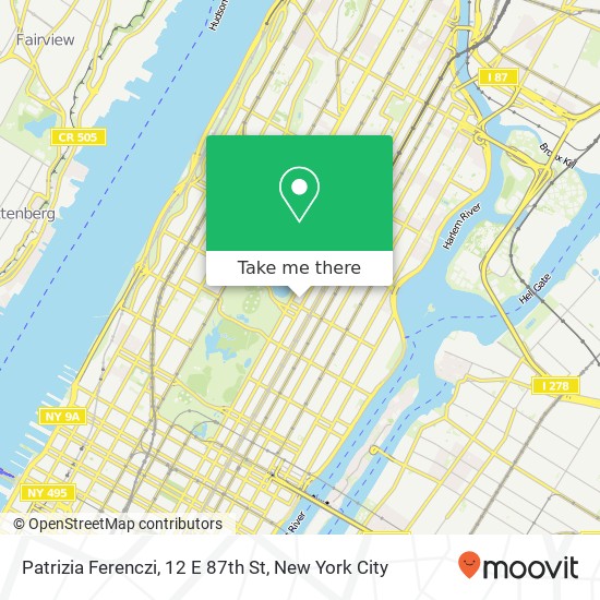 Mapa de Patrizia Ferenczi, 12 E 87th St