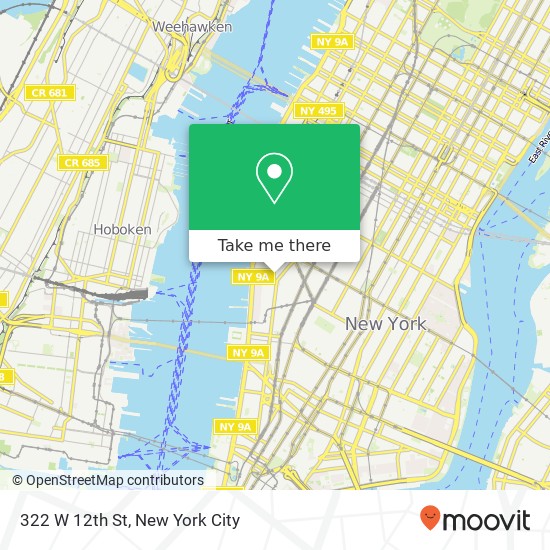 Mapa de 322 W 12th St, New York, NY 10014