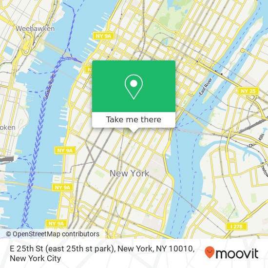 Mapa de E 25th St (east 25th st park), New York, NY 10010