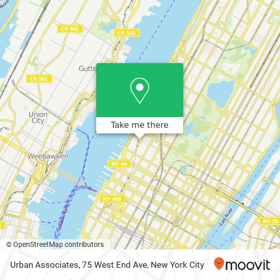 Mapa de Urban Associates, 75 West End Ave