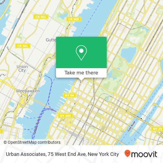 Urban Associates, 75 West End Ave map