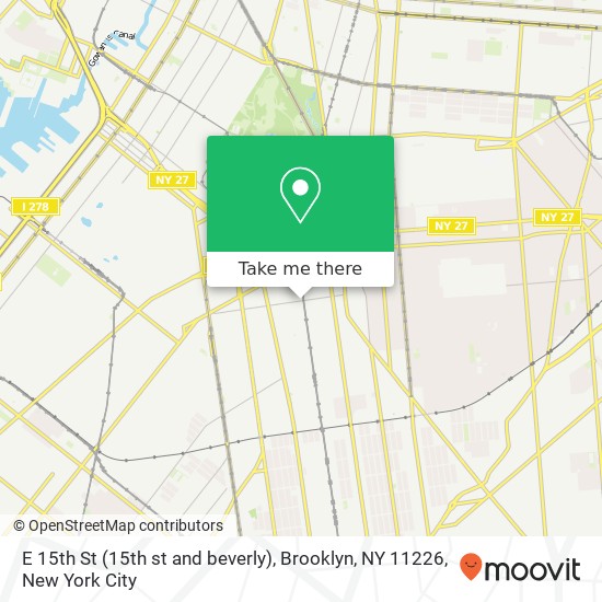 Mapa de E 15th St (15th st and beverly), Brooklyn, NY 11226