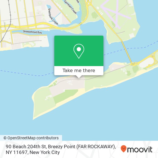 Mapa de 90 Beach 204th St, Breezy Point (FAR ROCKAWAY), NY 11697