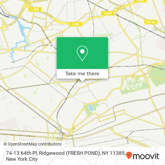 Mapa de 74-13 64th Pl, Ridgewood (FRESH POND), NY 11385