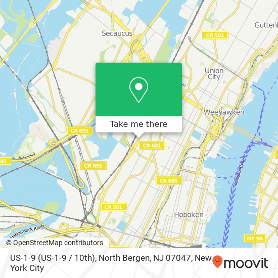 Mapa de US-1-9 (US-1-9 / 10th), North Bergen, NJ 07047