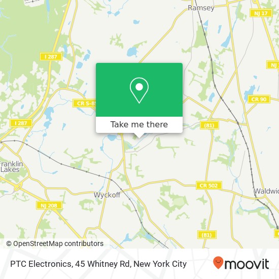 Mapa de PTC Electronics, 45 Whitney Rd