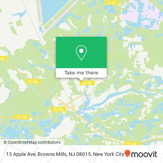 Mapa de 13 Apple Ave, Browns Mills, NJ 08015