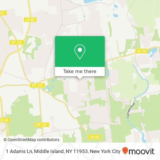 Mapa de 1 Adams Ln, Middle Island, NY 11953