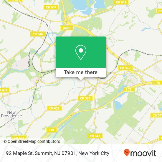 Mapa de 92 Maple St, Summit, NJ 07901