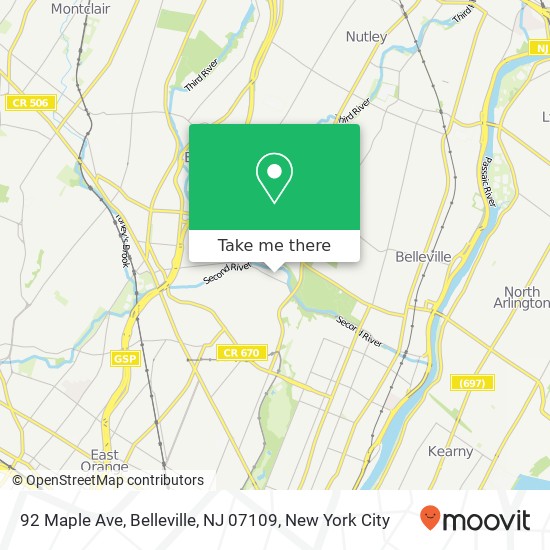 Mapa de 92 Maple Ave, Belleville, NJ 07109