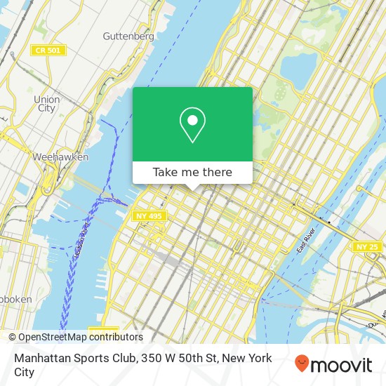 Mapa de Manhattan Sports Club, 350 W 50th St