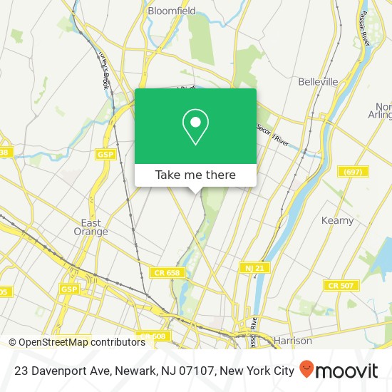 Mapa de 23 Davenport Ave, Newark, NJ 07107