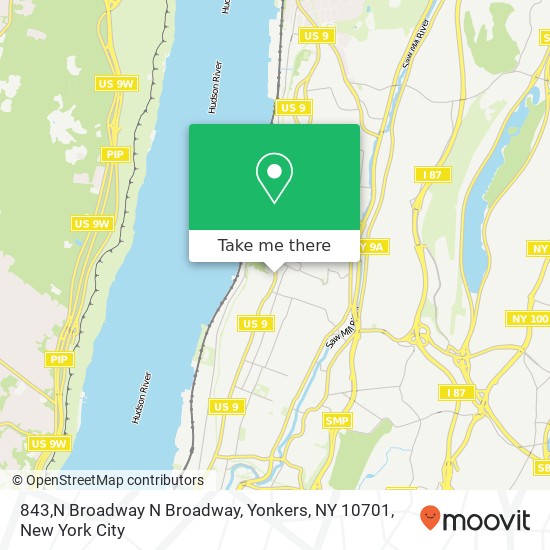 Mapa de 843,N Broadway N Broadway, Yonkers, NY 10701
