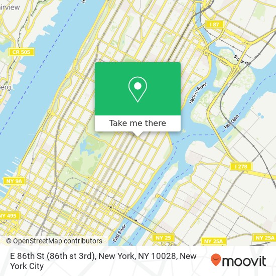 Mapa de E 86th St (86th st 3rd), New York, NY 10028