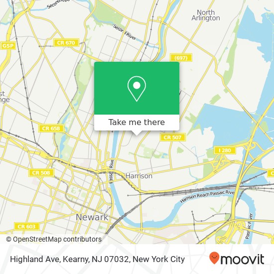 Mapa de Highland Ave, Kearny, NJ 07032